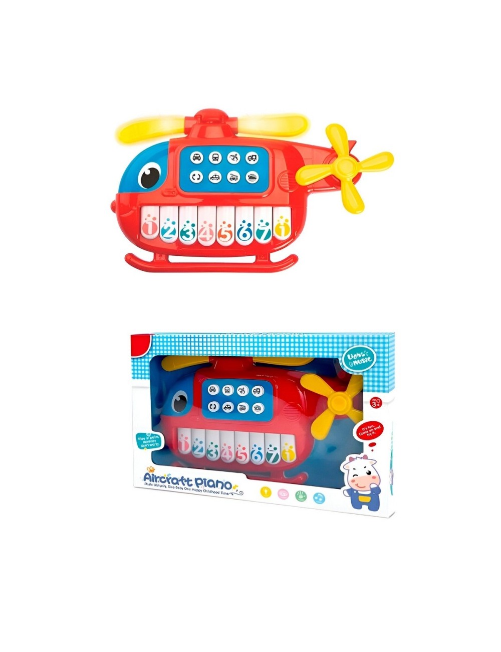 Piano Helicoptero Sonidos Numeros Juguete + Baterias