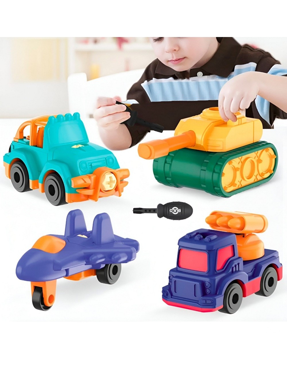 Carro Camion Tanque Avion Armable Juguete X 4 Unidades