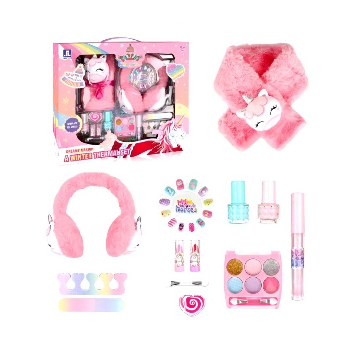 Maleta Kit Unicornio Orejera Bufanda Niñas Juguete Esmaltes