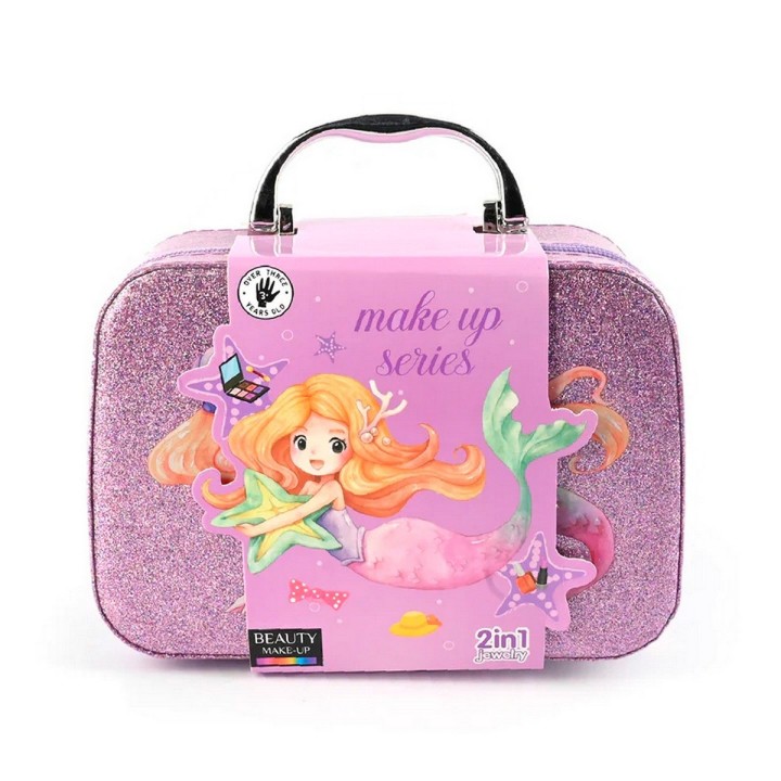 Maleta Kit Sirena De Maquillaje Para Niñas Juguete Esmaltes