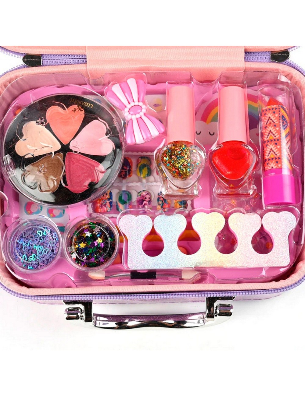 Maleta Kit Sirena De Maquillaje Para Niñas Juguete Esmaltes