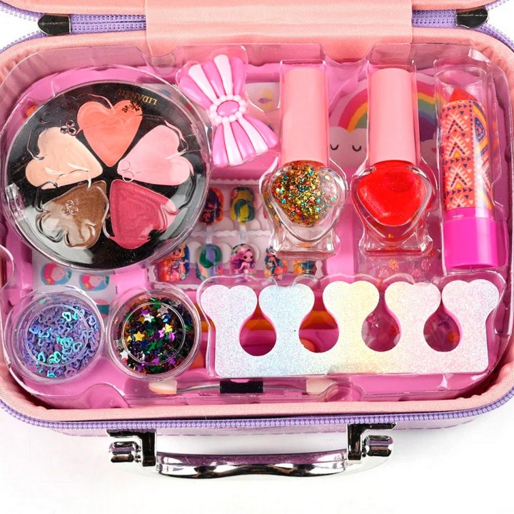Maleta Kit Sirena De Maquillaje Para Niñas Juguete Esmaltes