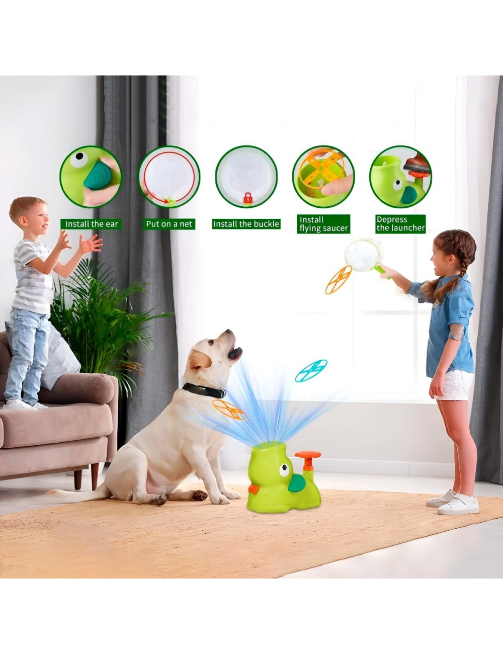 Lanzador De Discos Voladores Juguete Interactivo Agilidad