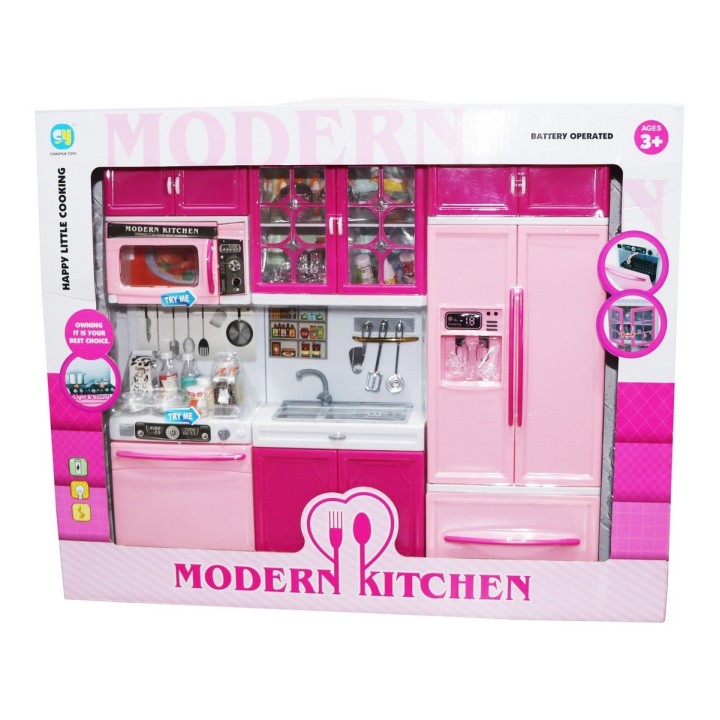 Cocina Muñecas Niñas Horno Luz Nevera Sonido 3 Modulos