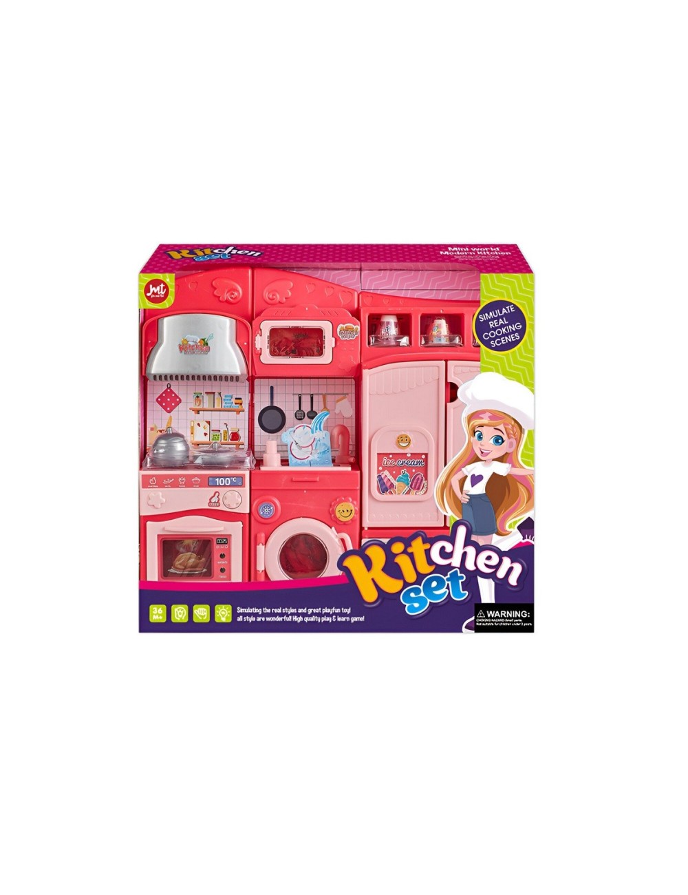 Cocina Muñecas Niñas Horno Lavadora Nevera Sonido 3 Modulos