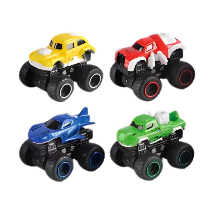 Carro Monster Mini Truck Multicolor Juguete X 4 Unidades