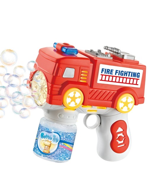 Pistola Burbujera Camion Bomberos Con Liquido De Burbujas