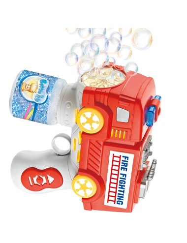 Pistola Burbujera Camion Bomberos Con Liquido De Burbujas