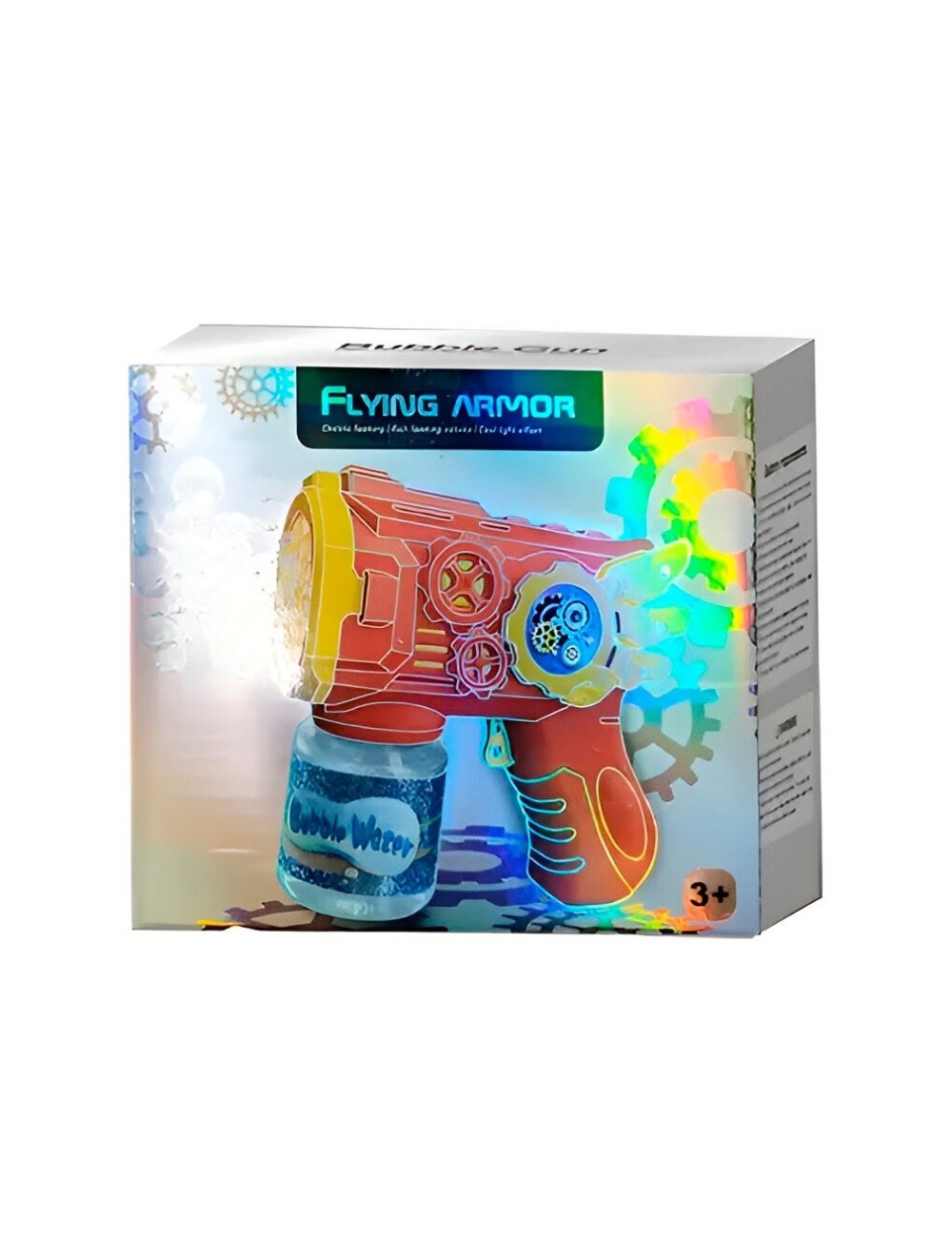 Pistola Burbujera Flying Armor Con Liquido De Burbujas