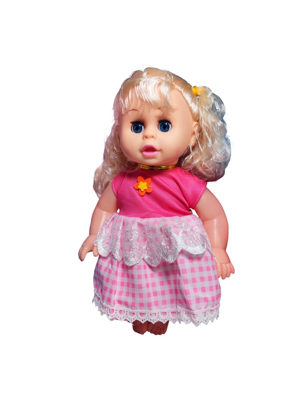 Muñeca Bebe Con Vestido Multicolor Utencilios Y Sonajero