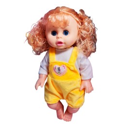 Muñeca Bebe Con Vestido Multicolor Utencilios Y Sonajero
