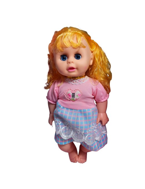 Muñeca Bebe Con Vestido Multicolor Utencilios Y Sonajero