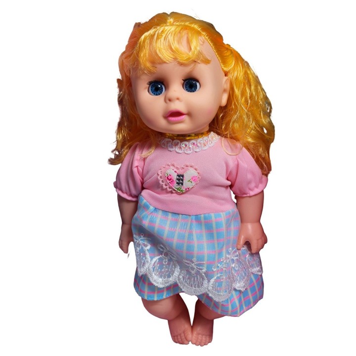 Muñeca Bebe Con Vestido Multicolor Utencilios Y Sonajero
