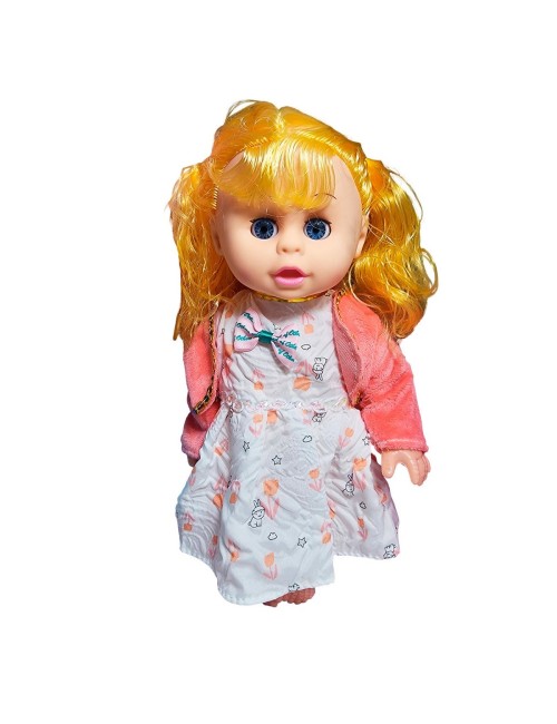 Muñeca Bebe Con Vestido Multicolor Utencilios Y Sonajero