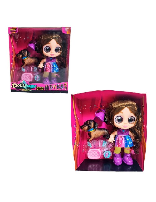 Muñeca Ojos Expresivos Con Mascota Y Accesorios Juguete Niña