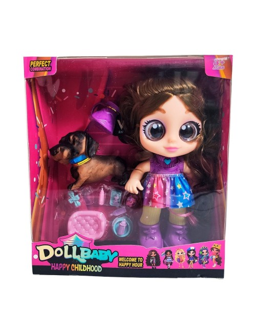 Muñeca Ojos Expresivos Con Mascota Y Accesorios Juguete Niña