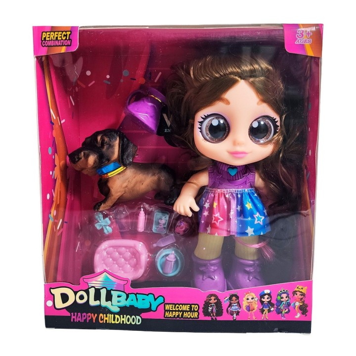 Muñeca Ojos Expresivos Con Mascota Y Accesorios Juguete Niña