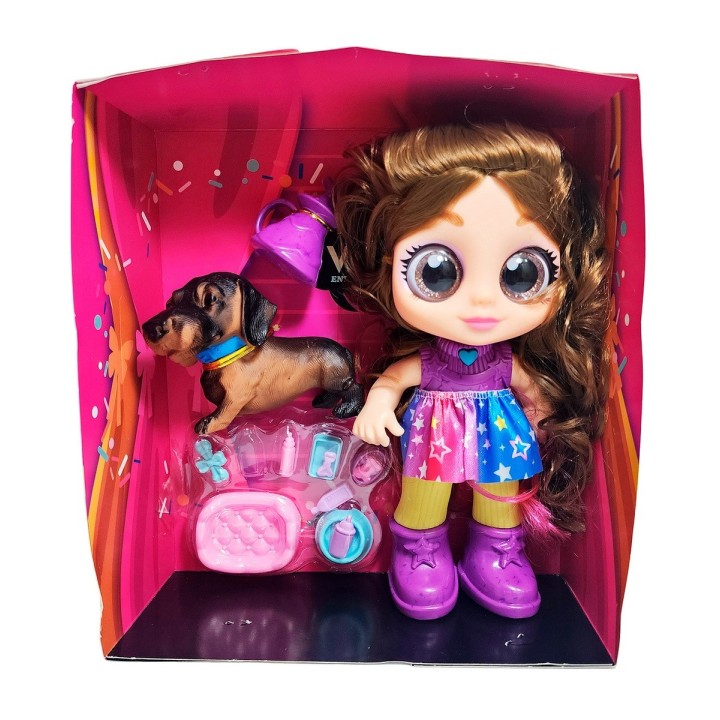 Muñeca Ojos Expresivos Con Mascota Y Accesorios Juguete Niña