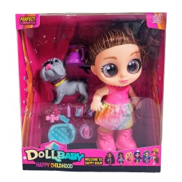 Muñeca Ojos Expresivos Con Mascota Y Accesorios Juguete Niña