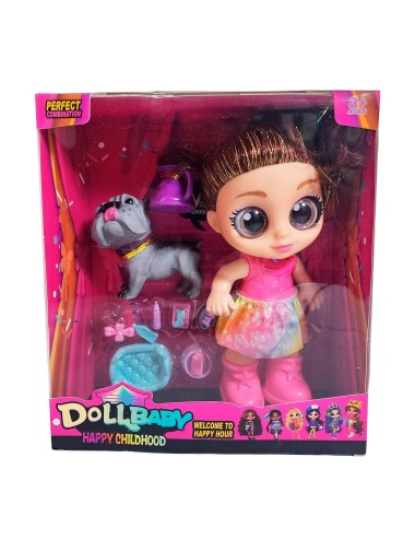 Muñeca Ojos Expresivos Con Mascota Y Accesorios Juguete Niña
