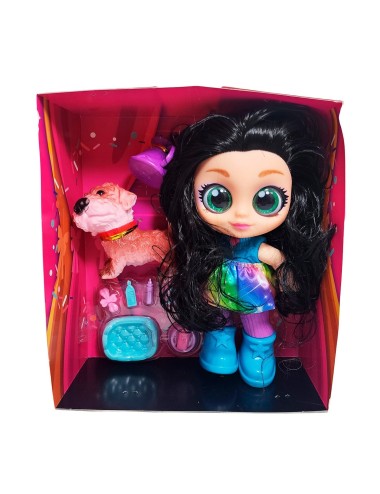 Muñeca Ojos Expresivos Con Mascota Y Accesorios Juguete Niña