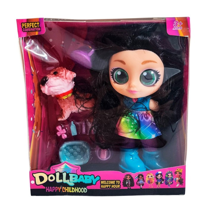 Muñeca Ojos Expresivos Con Mascota Y Accesorios Juguete Niña