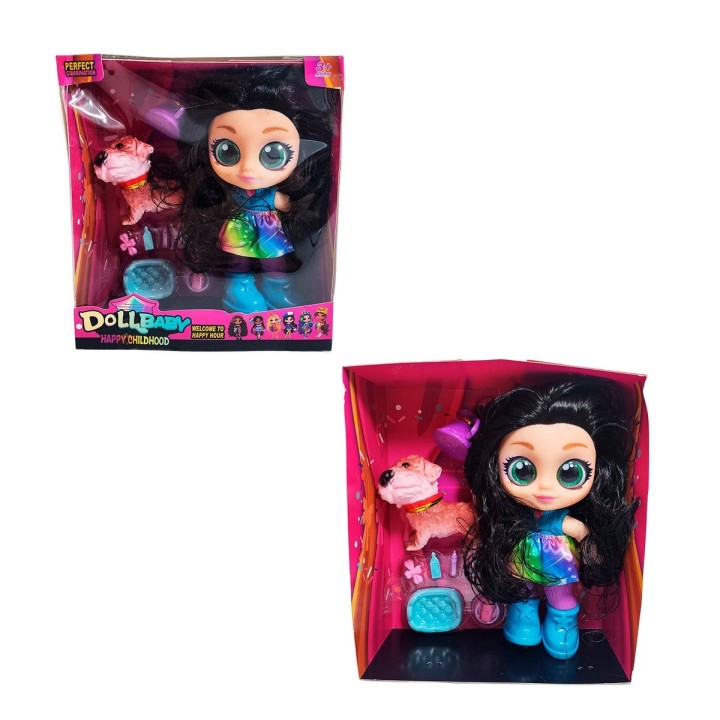 Muñeca Ojos Expresivos Con Mascota Y Accesorios Juguete Niña