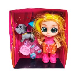 Muñeca Ojos Expresivos Con Mascota Y Accesorios Juguete Niña