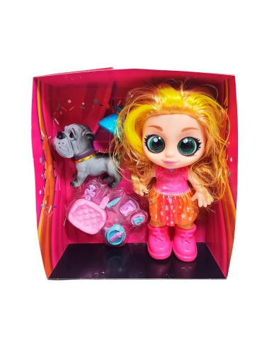 Muñeca Ojos Expresivos Con Mascota Y Accesorios Juguete Niña