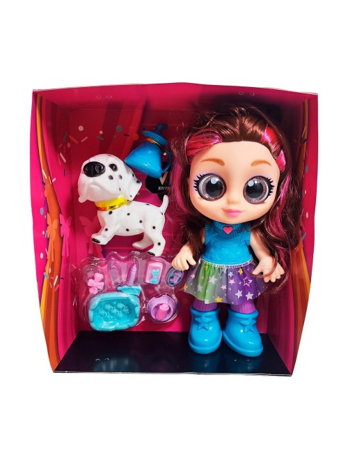 Muñeca Ojos Expresivos Con Mascota Y Accesorios Juguete Niña