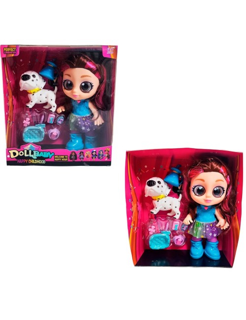 Muñeca Ojos Expresivos Con Mascota Y Accesorios Juguete Niña