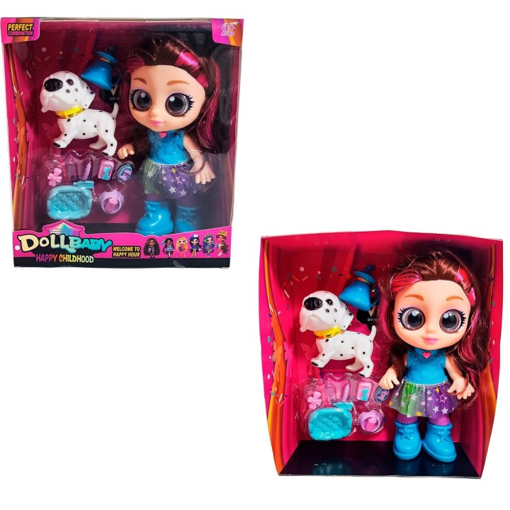 Muñeca Ojos Expresivos Con Mascota Y Accesorios Juguete Niña