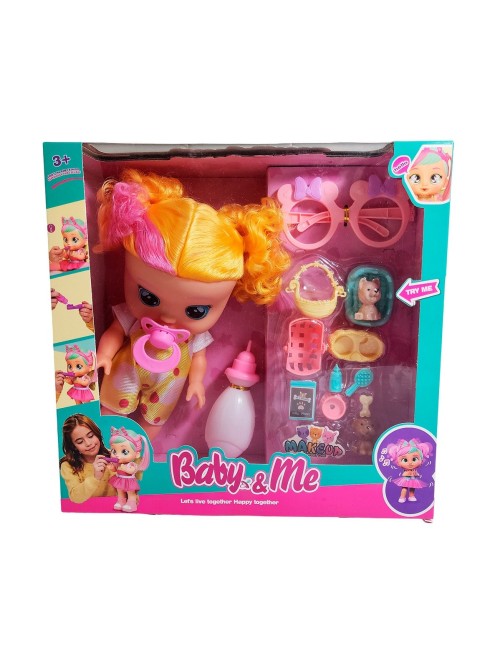 Muñeca Bebe Con Gafas Chupo Mascota Y Accesorios + Tetero