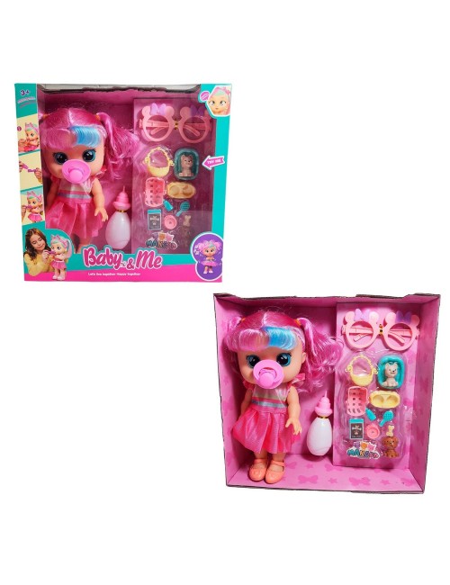 Muñeca Bebe Con Gafas Chupo Mascota Y Accesorios + Tetero