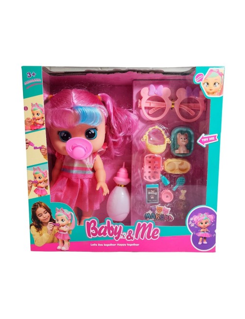 Muñeca Bebe Con Gafas Chupo Mascota Y Accesorios + Tetero