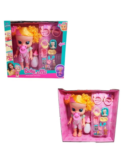 Muñeca Bebe Con Gafas Chupo Mascota Y Accesorios + Tetero
