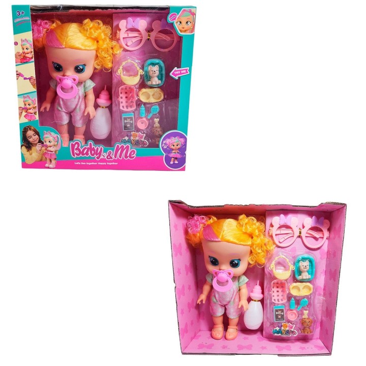 Muñeca Bebe Con Gafas Chupo Mascota Y Accesorios + Tetero