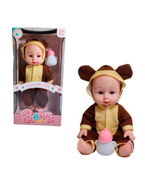 Muñeco Bebe Con Pijama De Animal + Tetero Juguete Niña