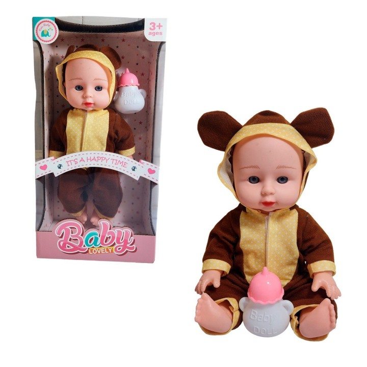 Muñeco Bebe Con Pijama De Animal + Tetero Juguete Niña