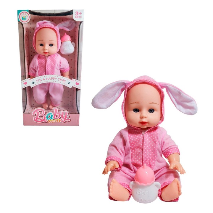Muñeco Bebe Con Pijama De Animal + Tetero Juguete Niña