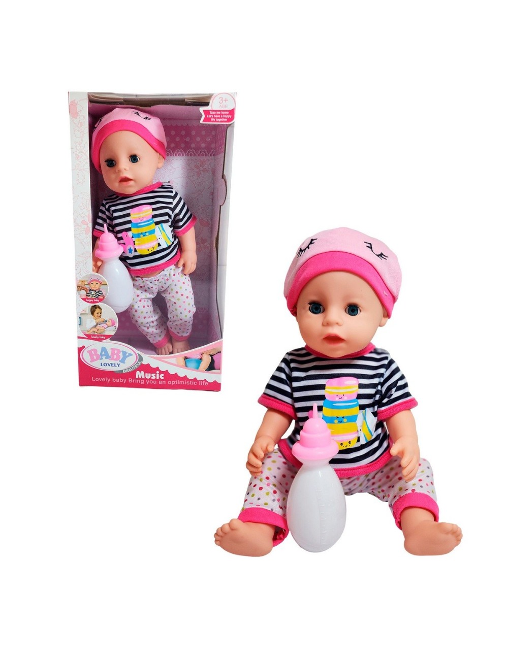 Muñeco Bebe Bebote Con Pijama Juguete Niña + Tetero