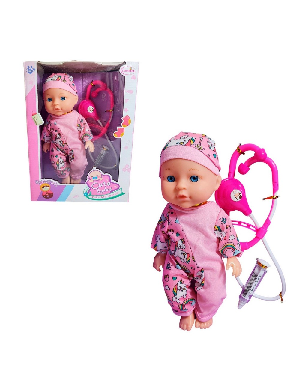 Muñeco Bebe Bebote Con Pijama Estetoscopio Juguete Niñas