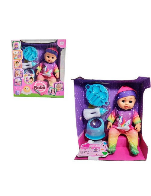 Muñeco Bebe Bebote Pijama Utencilios Babero Juguete Tetero