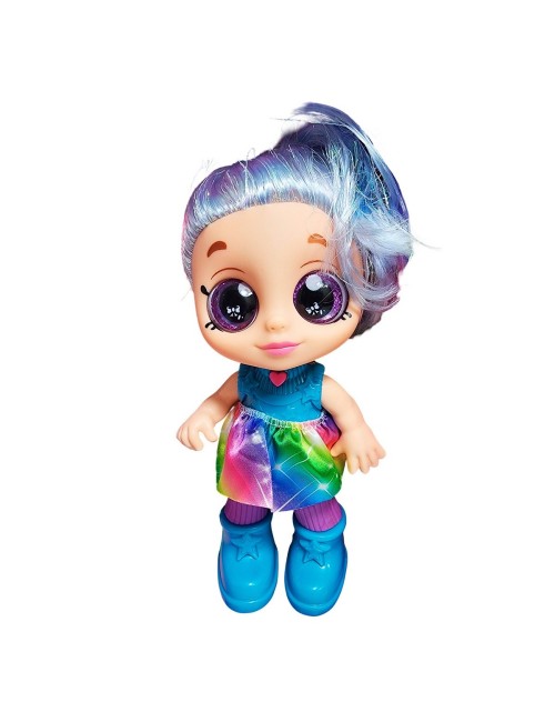 Muñeca Bebe Arcoiris Ojos Expresivos Con Utencilios Y Tetero