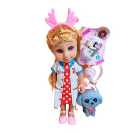 Muñeca Doctora Veterinaria Con Mascota Estetoscopio Juguete