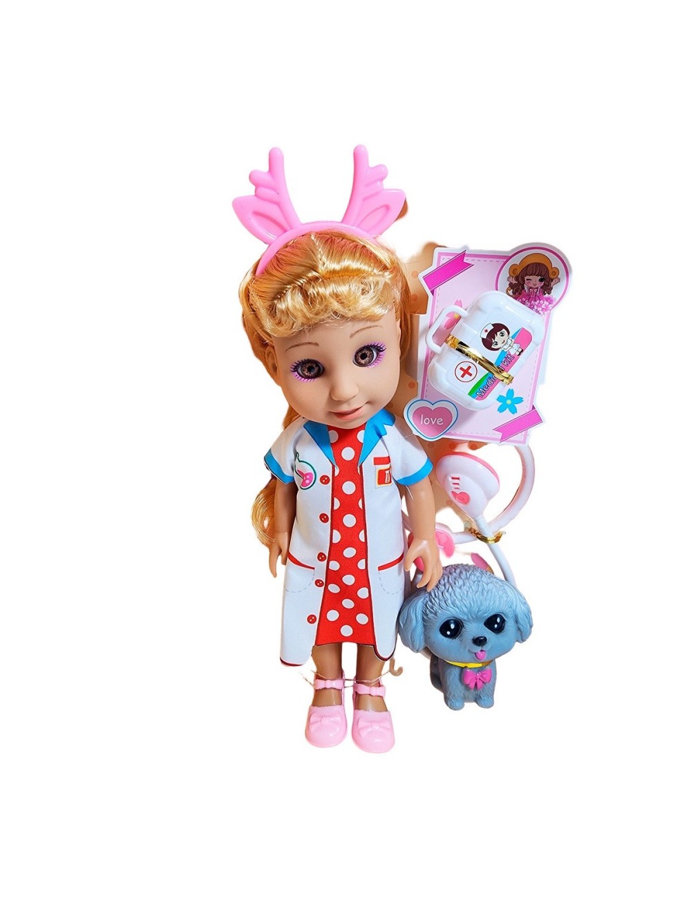 Muñeca Doctora Veterinaria Con Mascota Estetoscopio Juguete