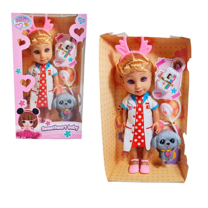 Muñeca Doctora Veterinaria Con Mascota Estetoscopio Juguete