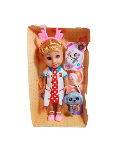 Muñeca Doctora Veterinaria Con Mascota Estetoscopio Juguete