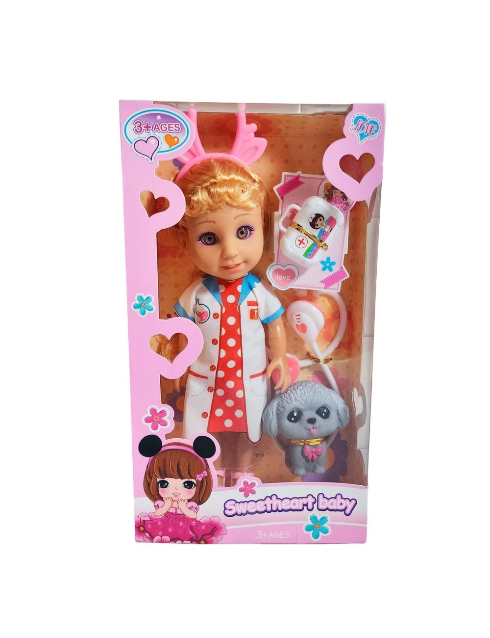 Muñeca Doctora Veterinaria Con Mascota Estetoscopio Juguete