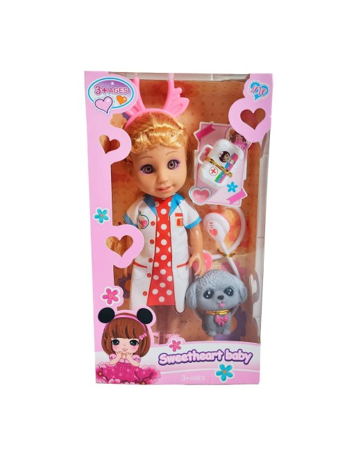 Muñeca Doctora Veterinaria Con Mascota Estetoscopio Juguete
